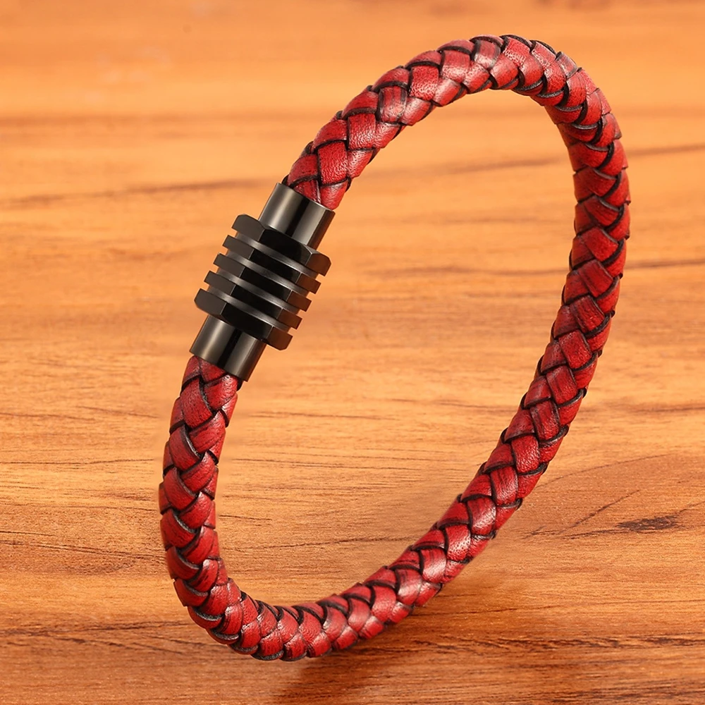 XQNI Combination Custom Stainless Steel Men Leather Bracelet High Quality Magnet Button Multicolor Choice For Handsome Boy Gift