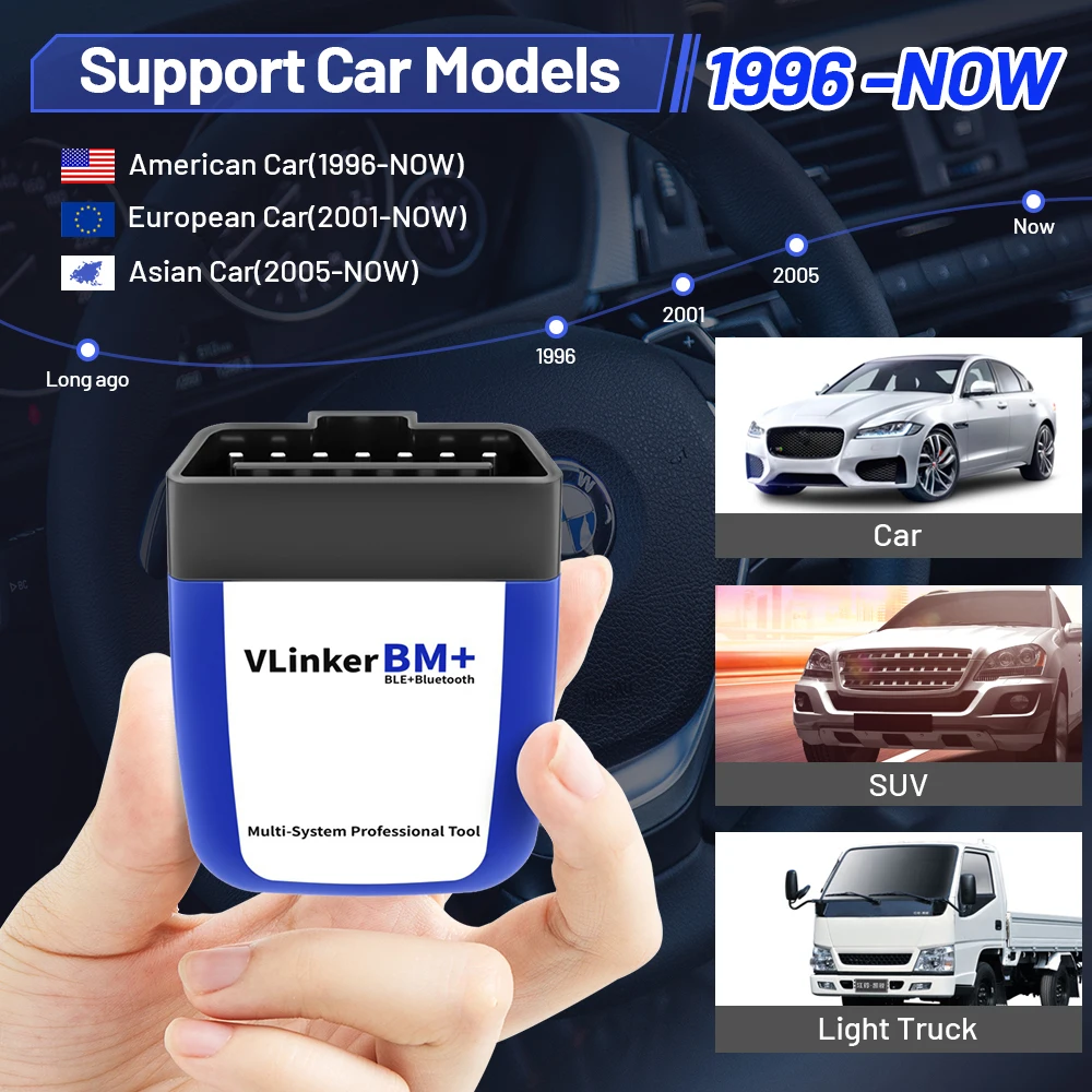 Vgate VLinker BM ELM327 V2.2 OBD2 Scanner Bluetooth-kompatibel 4.0 Auto-Diagnosegerät Bimmercode PK ELM 327 für BMW – Detail 7