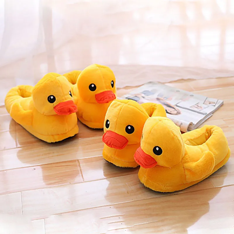 Duck Cute Animal Winter Slippers Custom Slippers Special Fur Slippers  Funny Shoes Men Women Home House Slippers Children Indoor