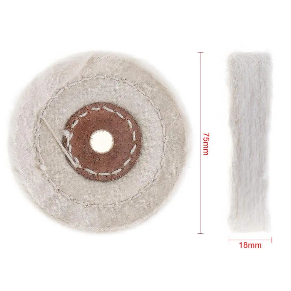 Kain Katun Putih Bentuk T 3 Inci Roda Pemoles Flanel Bantalan Katun Penyangga Pemoles Cermin dengan Lubang 10Mm