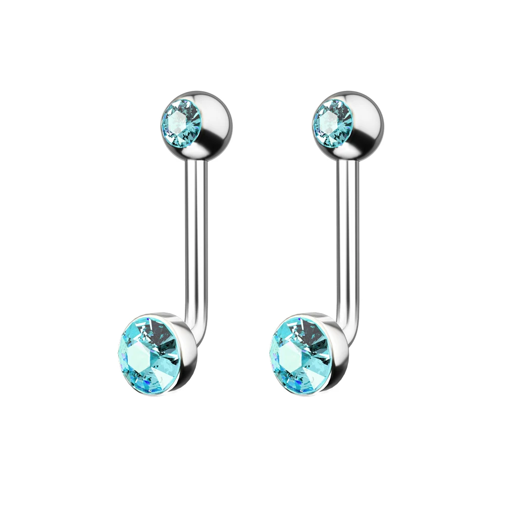 G23 Titanium Crystal Gem Vertical Hood Piercing Lip Ring