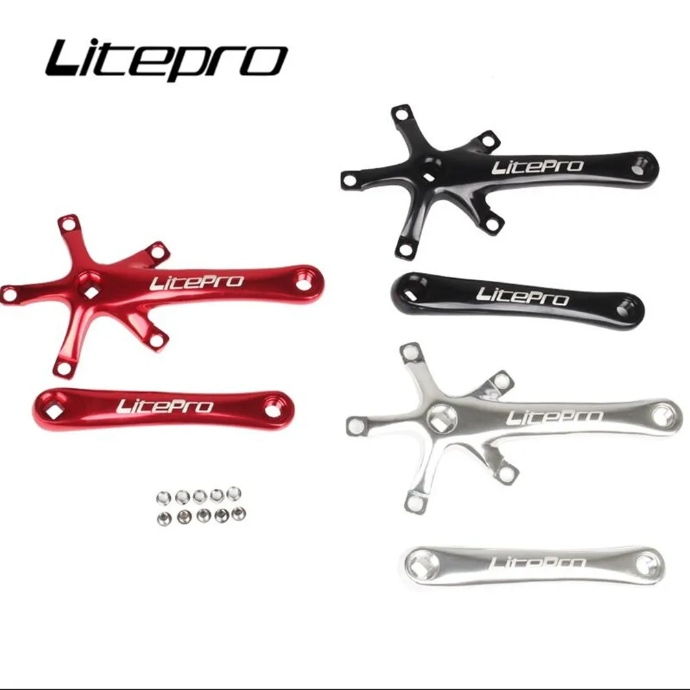 Litepro Folding Bike Crankset Ultra-light Square Crank 170MM CNC Aluminum Alloy BMX Bicycle 130BCD Chainwheel Parts Accessory