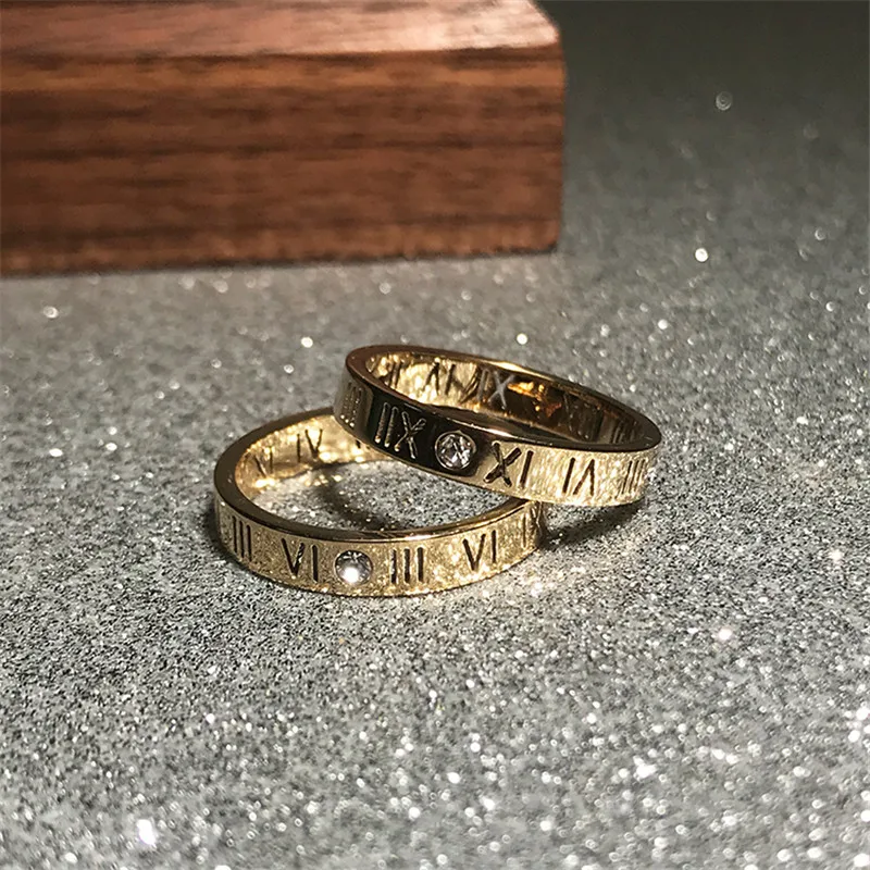 YUN RUO Trendy Roman Number Couple Ring Rose Gold Color Woman Gift Fashion Titanium Steel Jewelry Not Change Color Drop Shipping