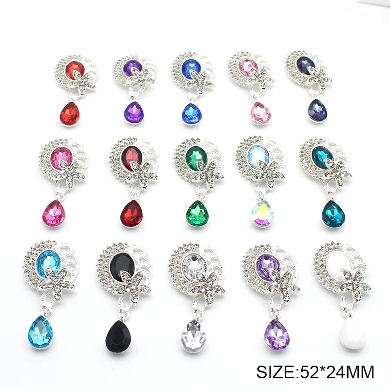 YWXINXI fashion new 10Pcs alloy flower rhinestone flat brooch, DIY handmade romantic wedding wine bottle family party decoration