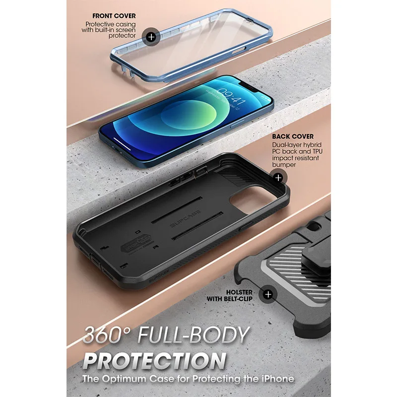 SUPCASE dla iPhone 13 Pro Case 6.1 cala (2021) UB Pro wytrzymała obudowa na całe ciało z wbudowanym ochraniaczem ekranu i podstawką