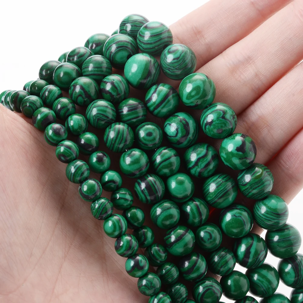 Green Malachite Stone Beads Round Loose Spacer Beads for Jewelry Making DIY Bracelet Necklace Accessroies 4/6/8/10/12mm