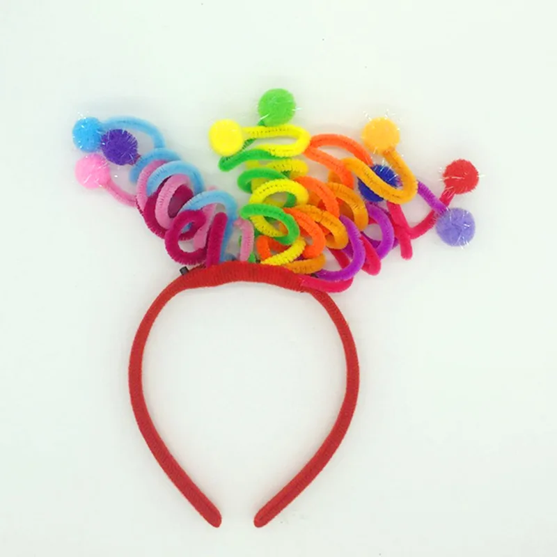 12pcs Women Girls Boy Men Pompom Colorful Tentacle Head Monster  Buckle band Party  Decoration      Cosplay Birthday Wedding