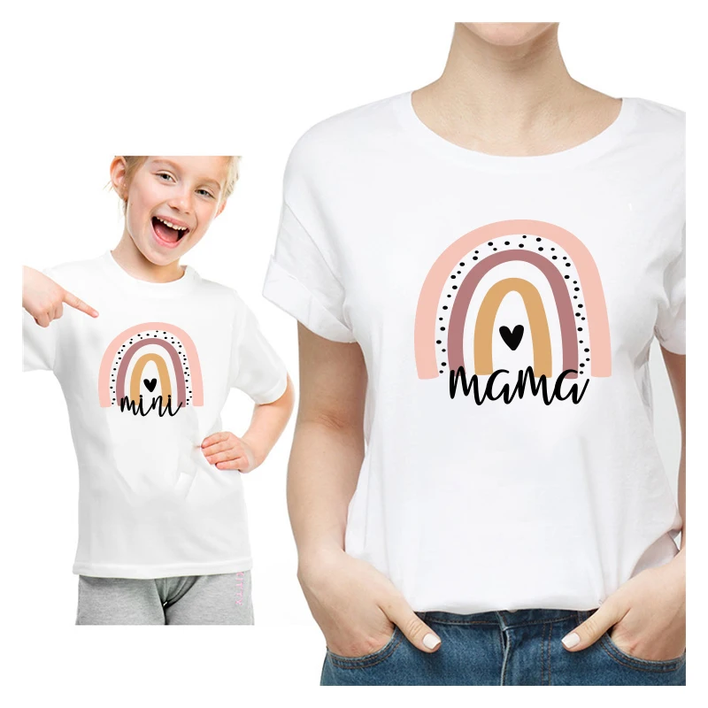 Tenues assorties pour la famille, T-shirt à la mode pour mère et enfant, vêtements assortis pour maman et fille, été