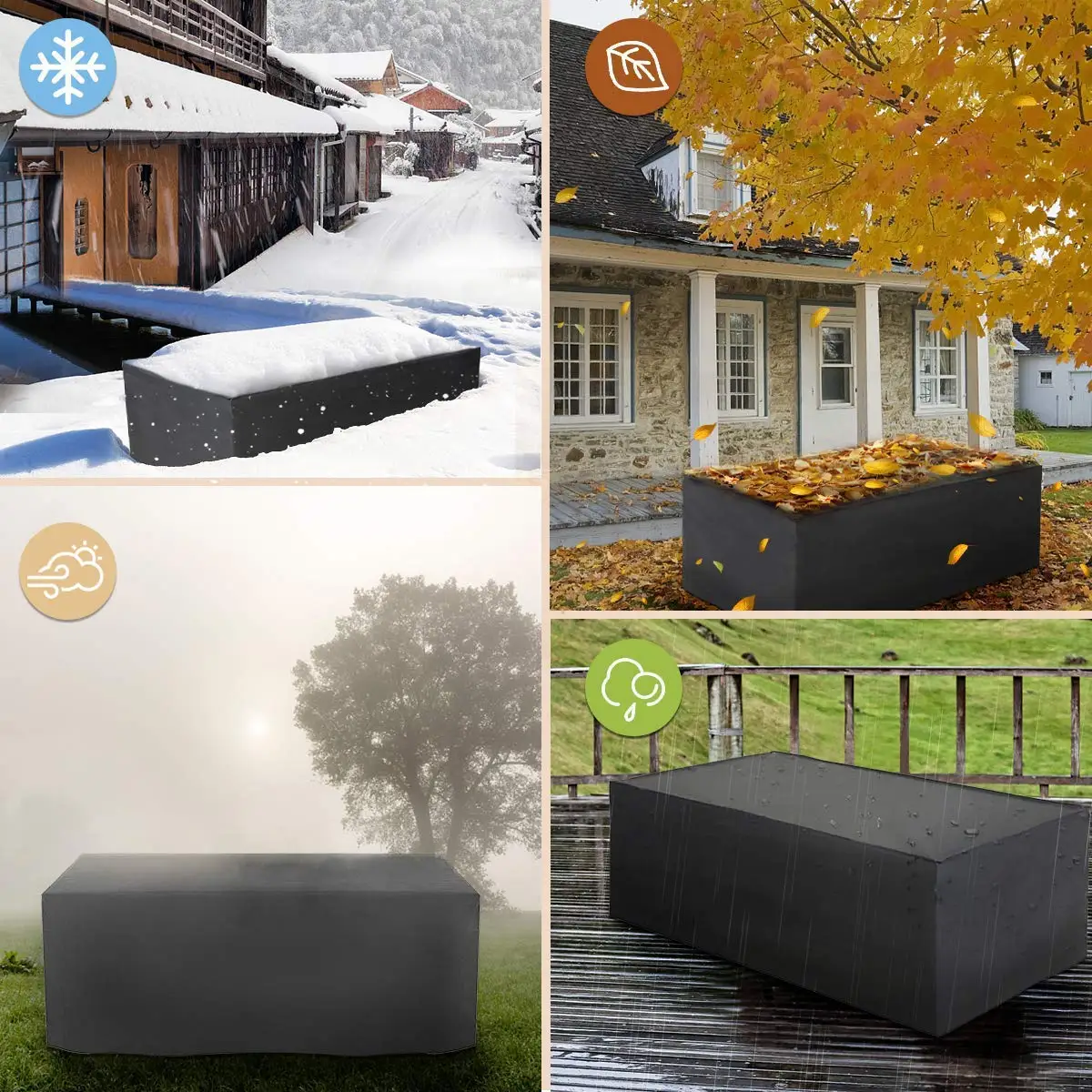 Outdoor 130 Size Oxford Waterproof Furniture Cover For Rattan Table Cube Chair Sofa Dustproof Rain Garden Patio Protective Cover