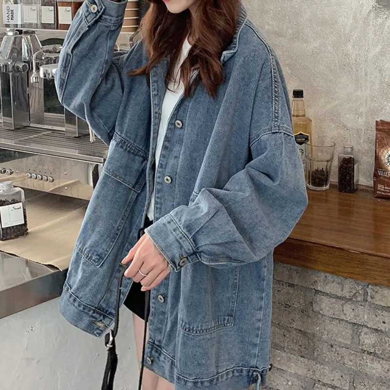 

Women's Denim Jackets 2021 Spring Long-Sleeved Korean Leisure Student Denim Jacket Coat Women Streetwear Female Cotton Jacket