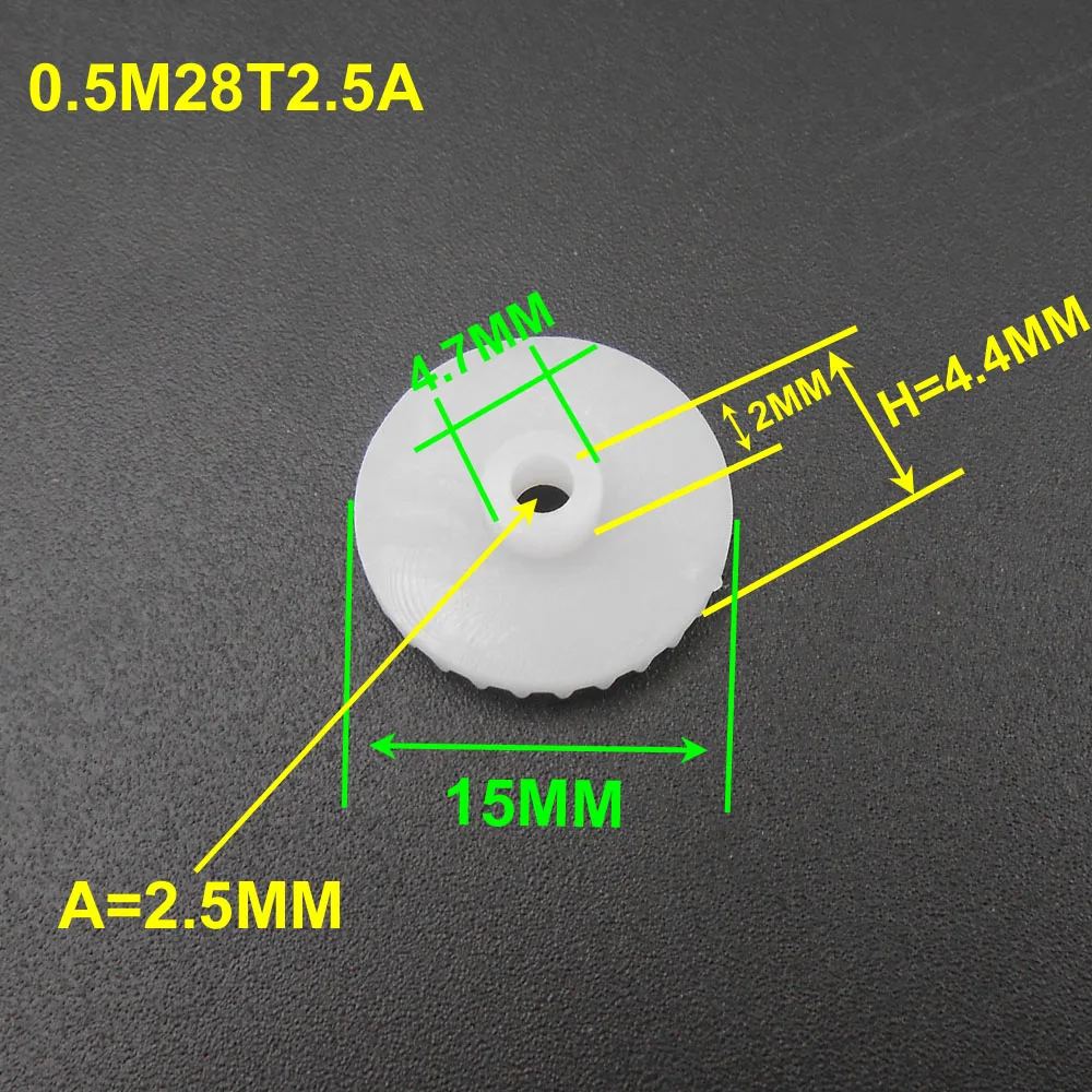 

1000PCS 0.5M 28T Plastic Crown Gear 0.5 Modulus 28 Teeth Aperture 2.5mm 2.45mm Reduction Gears DIY Model T=28 15MM 4.4MM *FD914