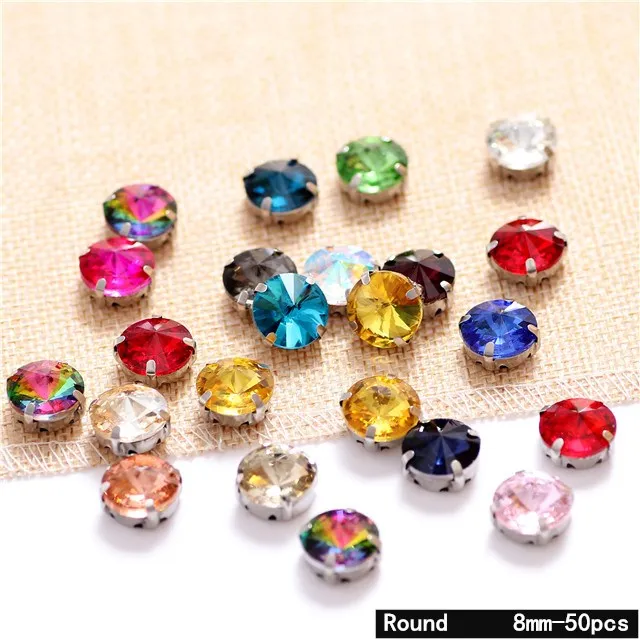 Mixed Color Glass Crystal Sew On Rhinestones With Silver Claw Sew on Stone Sewing Rhinestones For Clothing Shoes Diy image 3