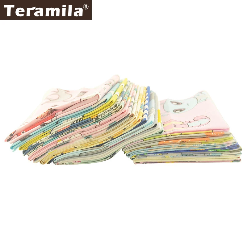 Teramila 32x32cm Fat Quarter 100% Cotton Fabric Animal Design Telas DIY Patchwork Baby Cloth Tissus Pillow Quilts, 12.5x12.5in