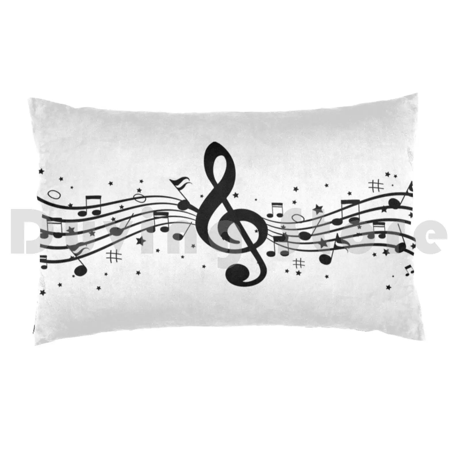 Funda de almohada con estampado de notas musicales, color negro, 50x75, instrumentos musicales, verde azulado, amantes de la música