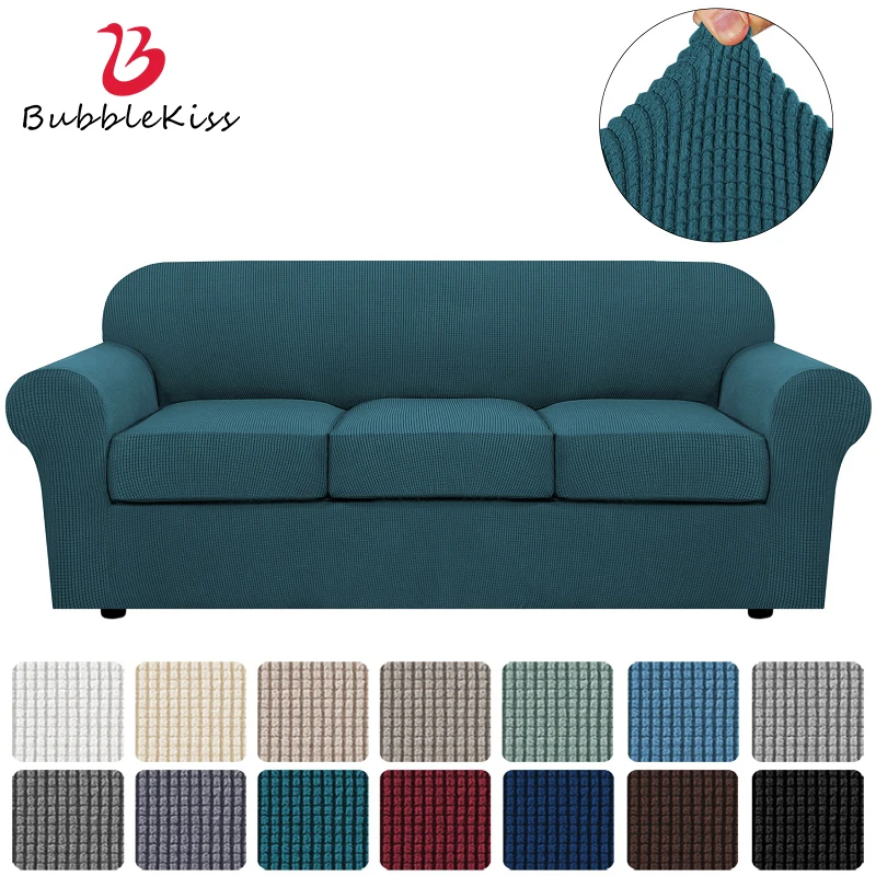 Bubble Kiss Thicken Velvet Sofa Seat Cover Jacquard Solid Home Couch Covers Elastic Stretch Sofas Slipcovers Protector 3-Seater