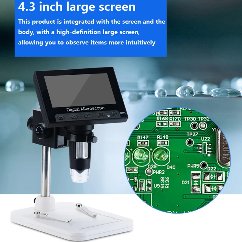 1000X USB Digital Microscope 4.3in Electronic Video HD LCD Soldering Microscope Phone Industrial Circuit Board Repair Magnifier