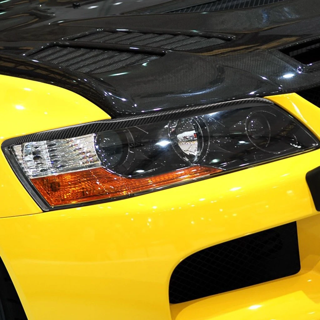 

Для Mitsubishi Lancer Evolution EVO 7th 8th 9th аксессуары автомобильные фары веки торцевая крышка фары брови настоящее углеродное волокно