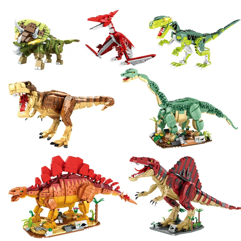 Dinosaur building block building toy high difficulty giant Tyrannosaurus rex triceratops model boy building toy