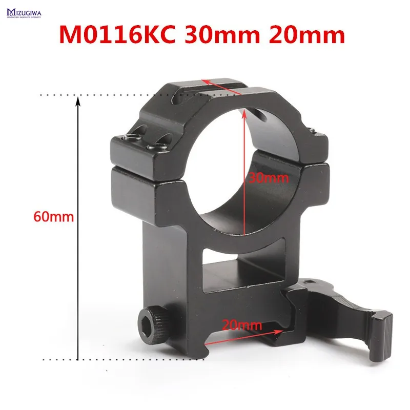 MIZUGIWA 1 paio QD Rifle Scope Mount 25.4mm 30mm Rings 20mm Picatinny Rail Adapter cannocchiali Tactical Weaver pistola Airsoft