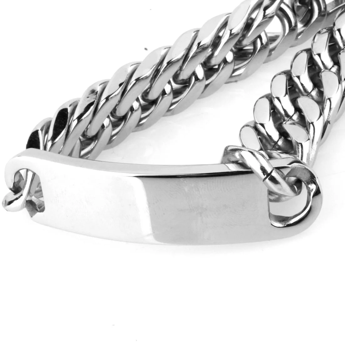 High Polished Bracelet Stainless Steel Men ID Link Bracelet Double Cuban Curb Chain Heavy Cool Men Jewelry 8-11inch