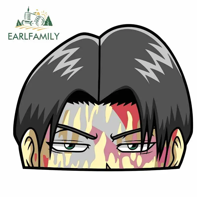 

EARLFAMILY 13cm x 10.7cm For Levi Ackerman Peeker Motorcycle Car Stickers Cartoon Graphics Decal 3D Custom Printing Decor