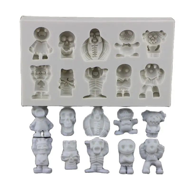 Funny Halloween Skeleton Silicone Mold Fondant Mould Cake Decorating Tool Chocolate, Gumpastes Mold, Sugarcraft K203