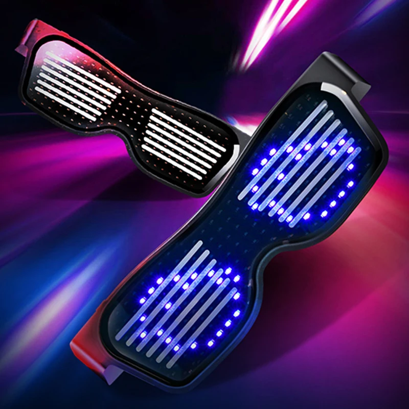 App Control Bluetooth LED Luminous Glasses For Glow Party Bar Festival Performance DIY Languages Shining Electronic Eyewear