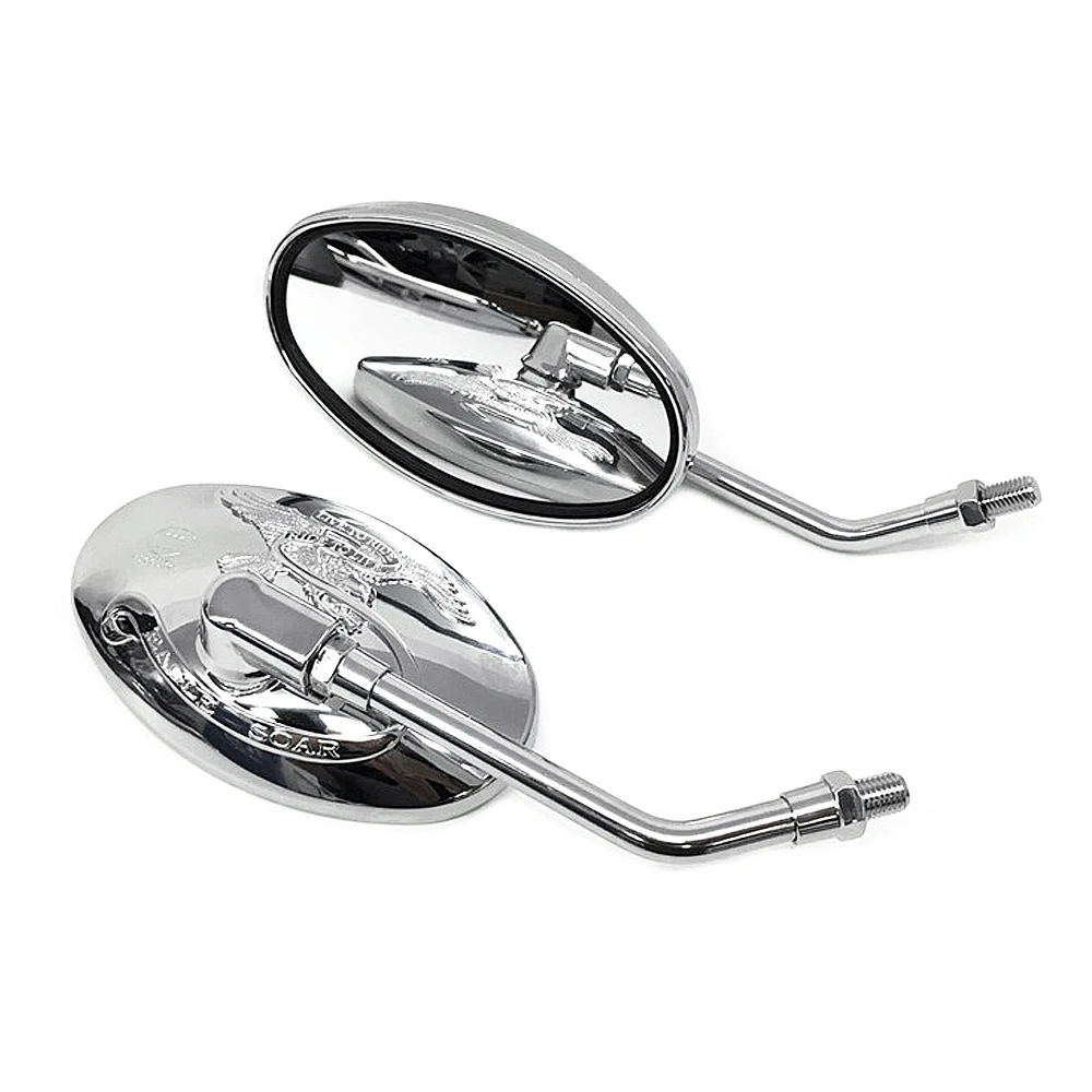 Universal Motorcycle Mirror Chrome Oval Motorcycle Rear View Side