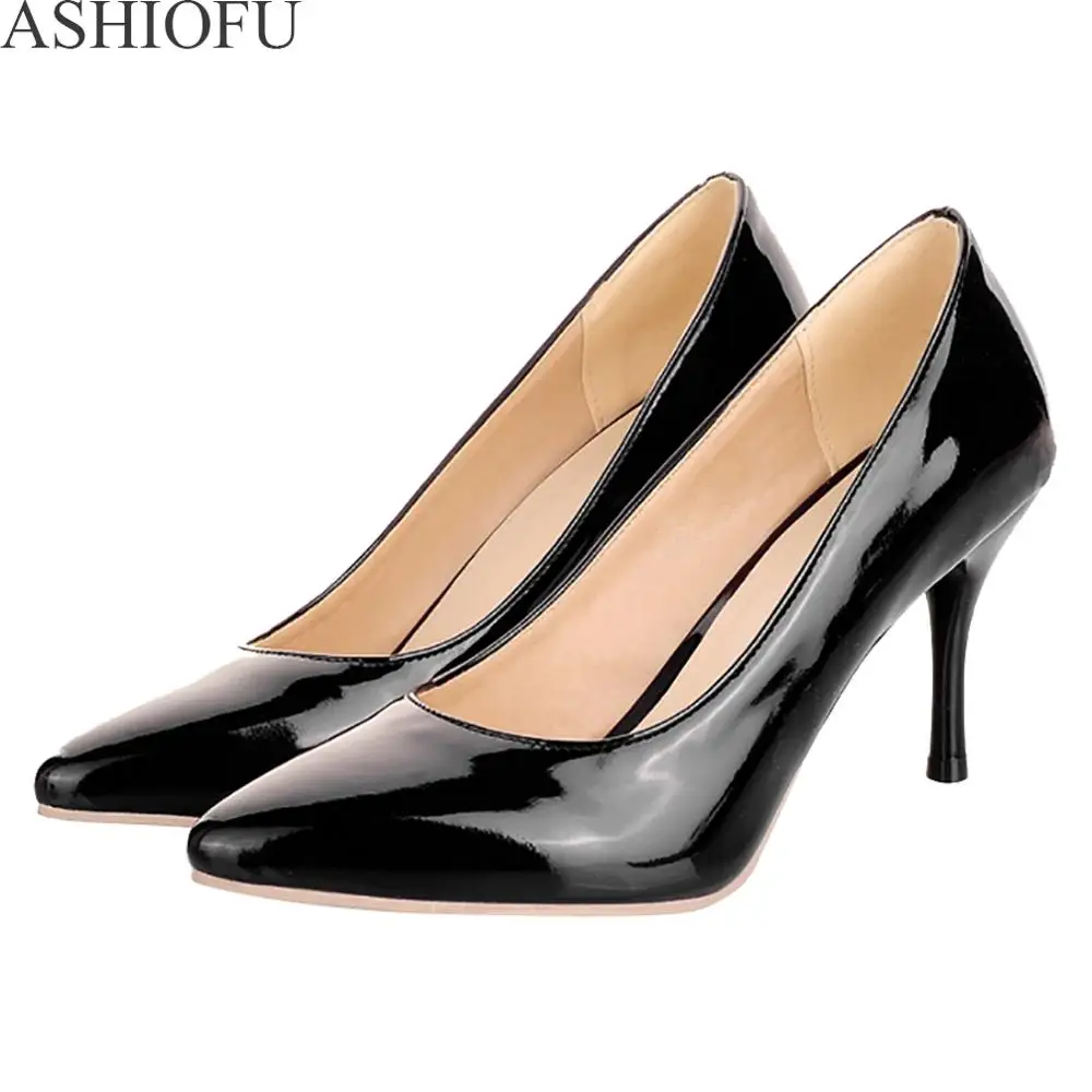 

ASHIOFU Handmade Womens High Heel Pumps Hot Style Slip-on Party Prom Dress Shoes Fashion Evening Court Shoes 3 Color Optional