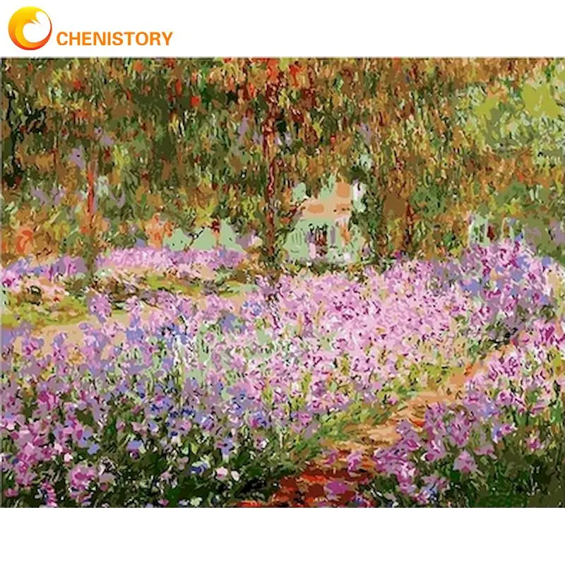 CHENISTORY 60x75cm Painting By Numbers Kits For Adults Flower Picture By Number Diy Framed On Canvas Modern Home Decor Art