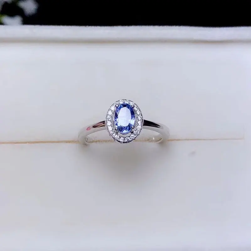 CoLife Jewelry 925 Silver Tanzanite Ring for Engagement 0.5ct Natural Tanzanite Silver Ring Sterling Silver Tanzanite Jewelry