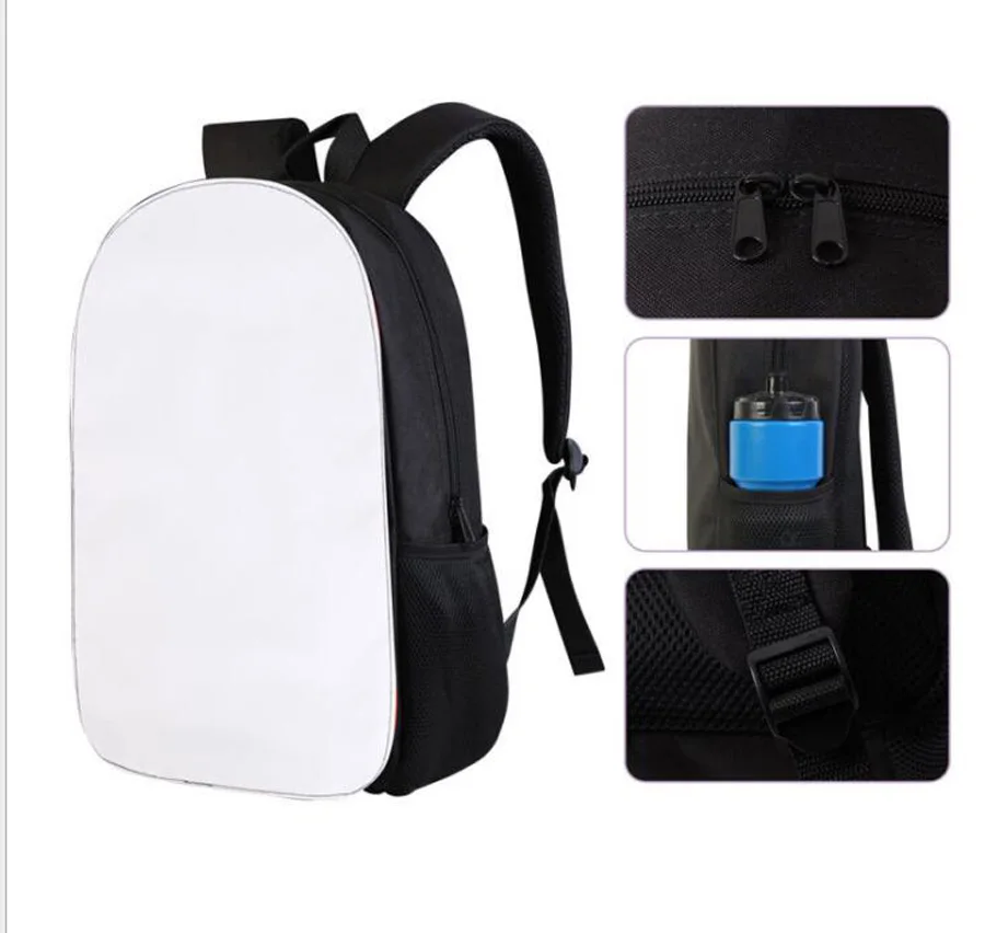 

3pcs 16Inch Backpack Sublimation DIY Remove White Blank Polyester Large Capacity School Bag Size 40*28*14CM