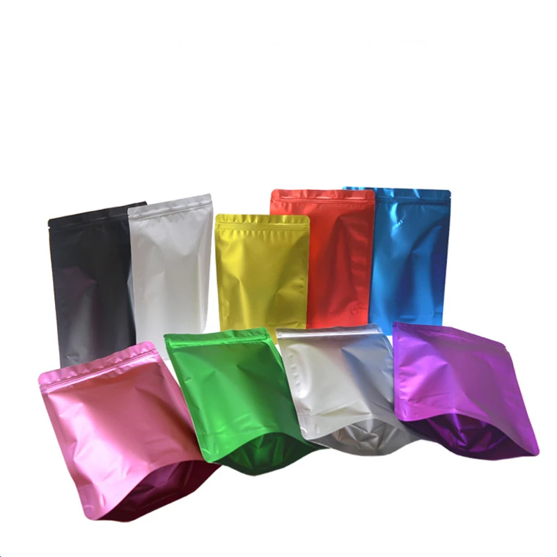 100Pcs Colors Heat Sealable Ziplock Bag Matte Aluminum Foil Storage Bag Self Seal Stand Up Bags Reusable Packaging Pouches