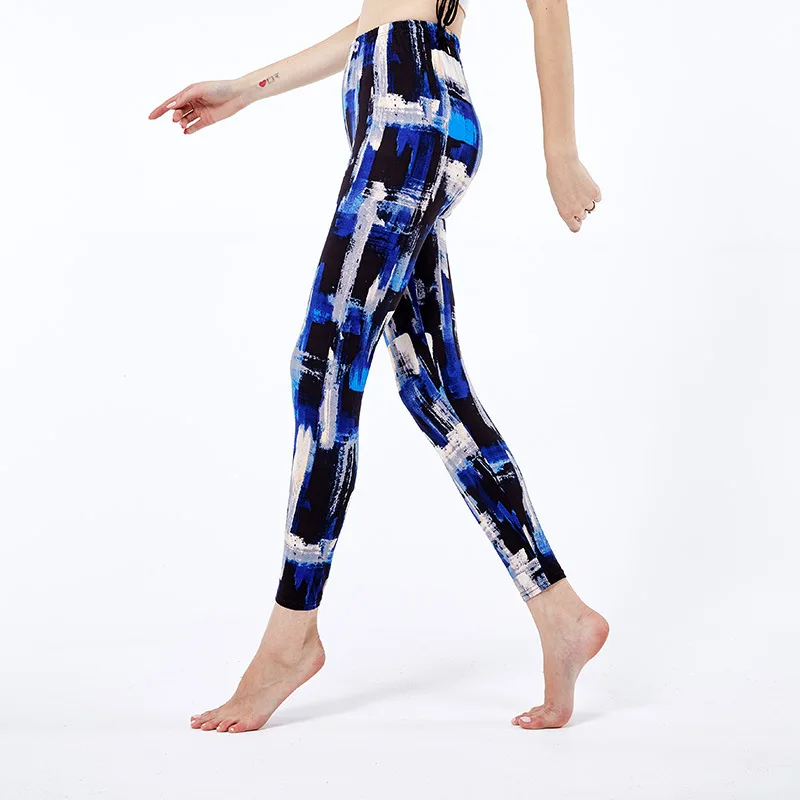 YRRETY – Leggings taille haute pour femmes, Style Graffiti, Slim, extensible, pantalon d\'entraînement à rayures d\'encre, motif léopard Rose étoile,
