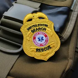 United States Search Rescue Embroidery Patches SAR TECH URBAN UAS K9 Tactical US Shield Badge Clothes Backpack Sticker