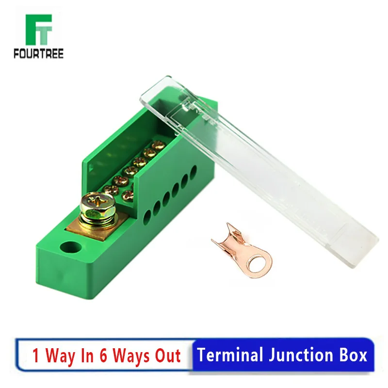 1PCS Unipolar Splitter Terminal Junction Box Metering Cabinet Wire Block Retardant Flame Electrical Accessories 1 In 6 Out