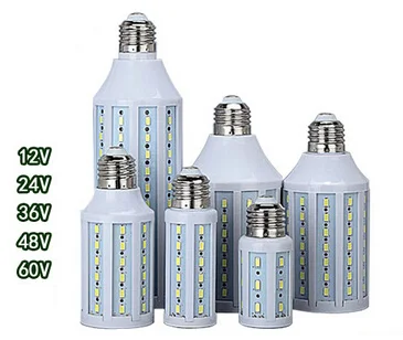 5pcs 12V 24v  to 48v  60V 7w 10w 15w 18w 25w 30W E27 E14 B22 led corn bulbs smd5730 LED corn light warm/cool white