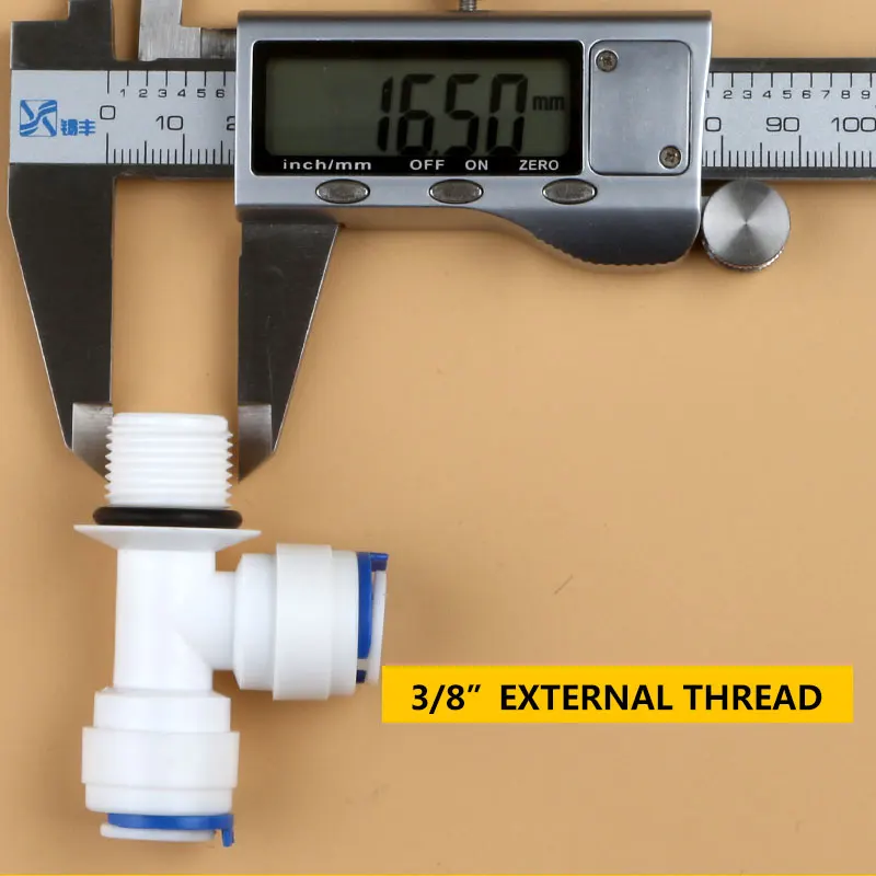 3/8 "Sisi Pria Benang Koneksi Cepat 3/8" Tabung Selang Sama dengan Tipe T Air Fitting dengan Cincin Penyegel Reverse osmosis Akuarium Tee
