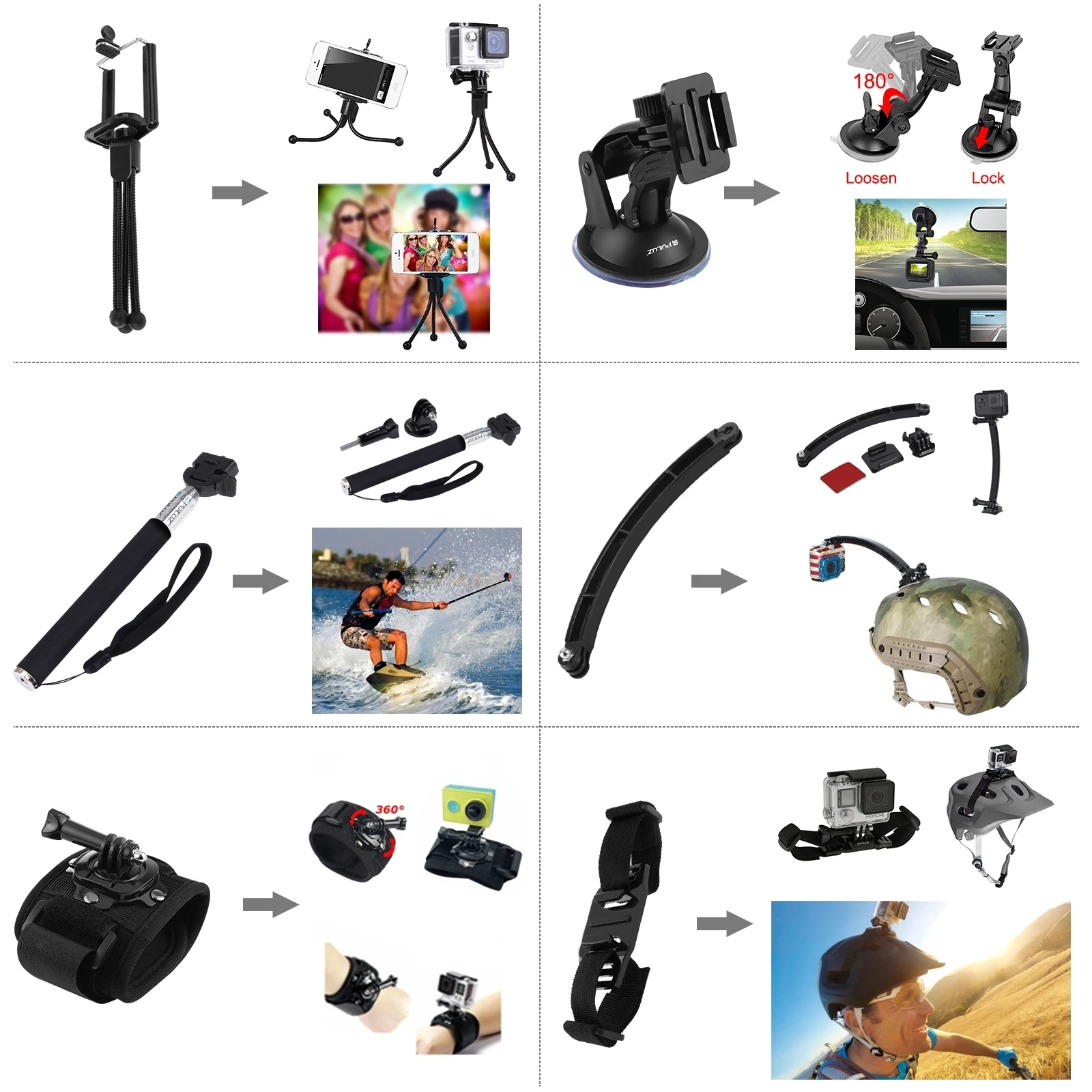 Imagem -05 - Puluz-conjunto de Acessórios para Câmera de Ação 50 em Gopro Hero Gopro Dji Osmo Câmeras Esportivas de Ação