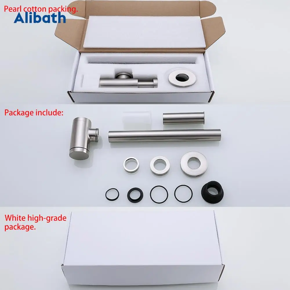 Basin Drain Siphon Bathroom Sink Bottle Trap Modern Pop Up Filter Fixture Stopper Set Brushed Nickel Washbasin Accessory