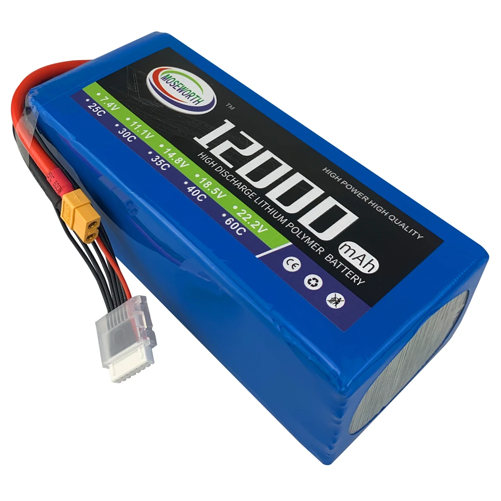 RC Aircraft LiPo Battery 22.2V 12000mAh 25C 6S for RC Airplane Drone Quadrotor Car Boat Helicopter 6S RC Batteries LiPo 22.2V