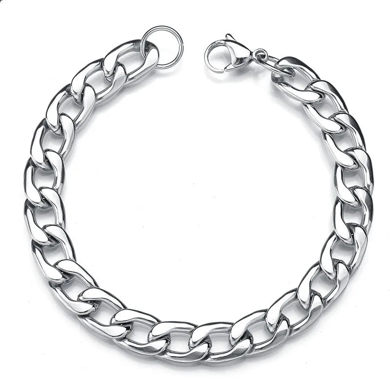 Hot Sale 6/8/10MM Stainless Steel Cuban Chain Bracelet Fashion Hip-Hop Rock Style Men Link Bracelet Party Gift Jewelry