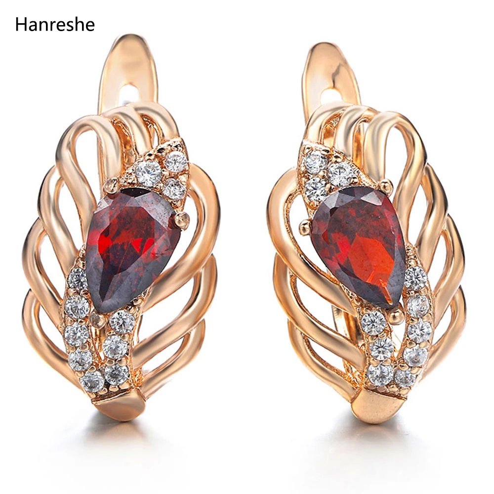 Hanreshe Exquisite Stud Earring Punk Jewelry Party Cute Red Green Blue Natural Zircon Crystal Earrings Copper Earring Women Gift