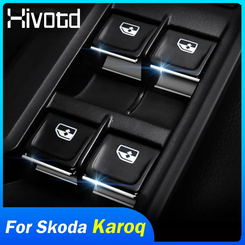 

For Skoda Karoq 2023-2018 Accessories Car Window Lifting Button Decoration Switch Controller Cover Trim Frame Styling Panel Part