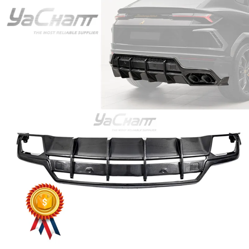 Car-Styling Carbon Fiber Rear Diffuser Fit For 2018-2019 URUS TPC Style Rear Diffuser Lip Spats