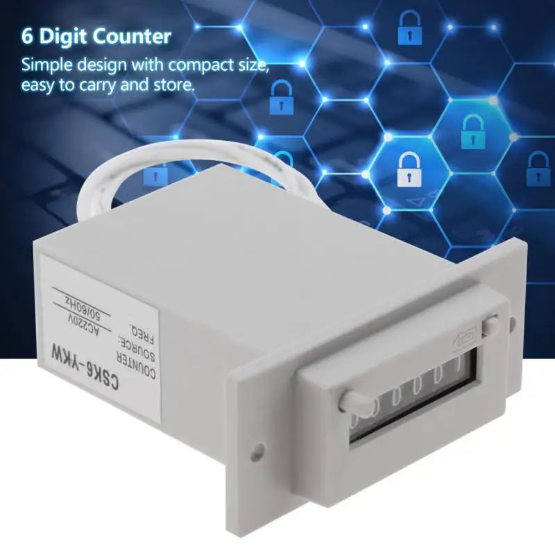 CSK6-YKW 6 أرقام الكهرومغناطيسية نبض عداد أداة AC110V / AC220V / DC24V الكهرومغناطيسية عداد 220 فولت