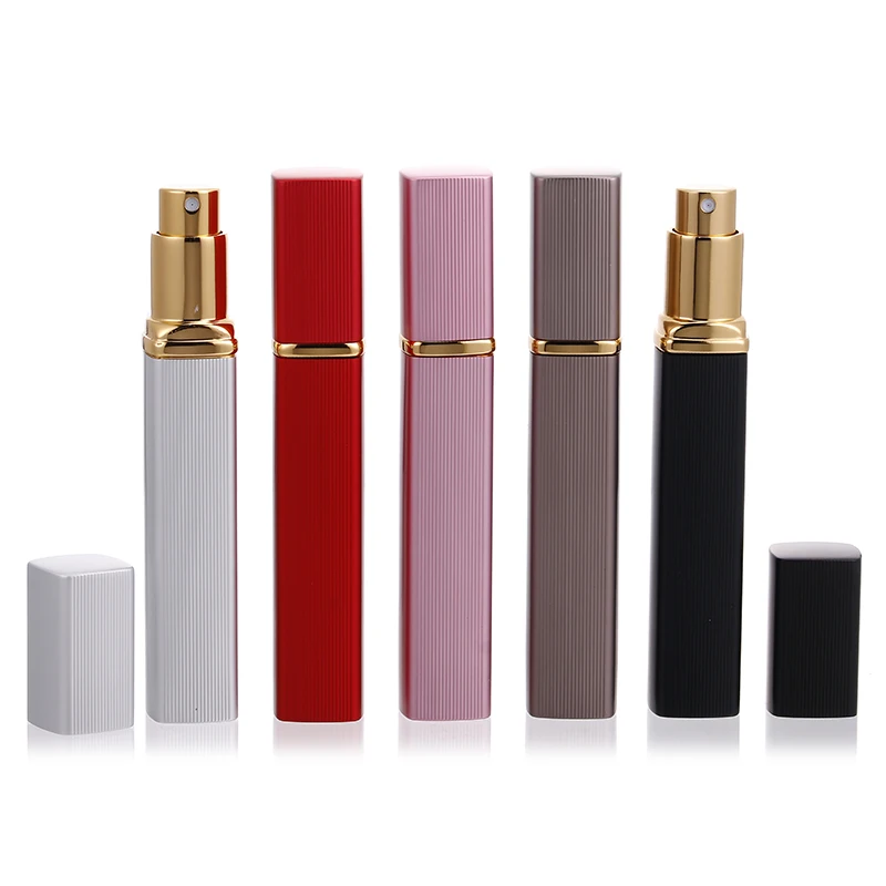 Botella atomizadora de Perfume recargable portátil, 12ml, 1 unidad, con pulverizador de Metal, estuche de perfume vacío con contenedor vacío colorido