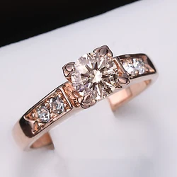 ZHOUYANG Wedding Ring For Women Classical 6mm Prong Setting Cubic Zirconia Engagement Fashion Jewelry Brithday Gift R051 R052