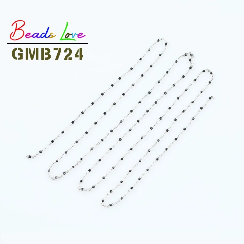 1 meter Gold Color Silver Color Plated Wire Wrapped Rosary Stainless steel Chain Round Bead Chains Jewelry DIY Bracelet Necklace