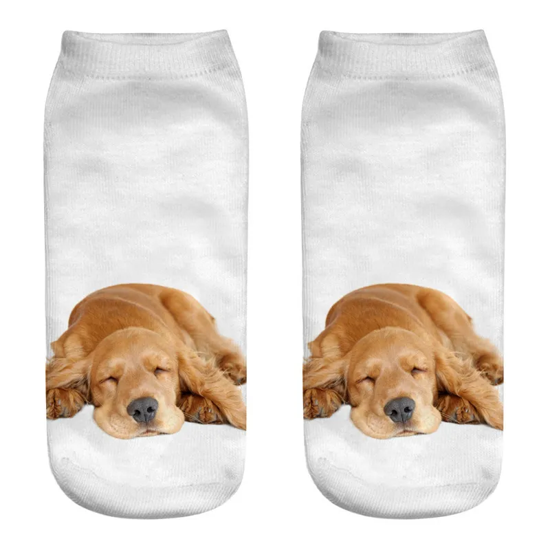 2024 New Harajuku 3D Print Women Socks Kawaii Low Cut Ankle Sock Fashion Female Short Socks Dog Pattern Art Funny Meias